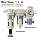 Air Filter Dryer 1/2 NPT Manual-Automatic Integrated-Double Air Filters,Air Pressure Regulator,Air Compressor Water Separator(0-150PSI)
