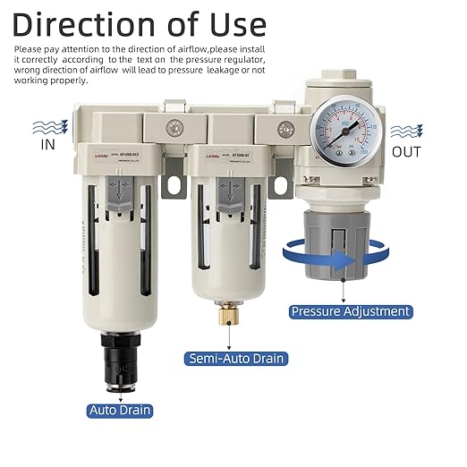 Air Filter Dryer 1/2 NPT Manual-Automatic Integrated-Double Air Filters,Air Pressure Regulator,Air Compressor Water Separator(0-150PSI)