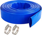 2" x 100 FT Pool Backwash Hose Blue Heavy Duty Reinforced PVC Lay Flat Water Discharge Hose for Swimming Pool Filter Pump,with 2 Clamp
