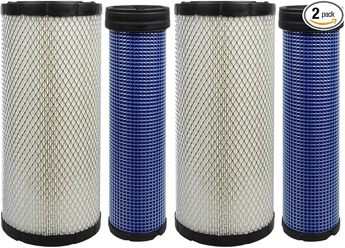 2SET P827653 P829332 Air Filter Kit Compatible with Bobcat 863 863G 964 873 873G Kubota Excavator KX080-4 KX080-3 KX080-3T Skid Steer Loaders SSV75C SSV65C Replace 6666375 6666376