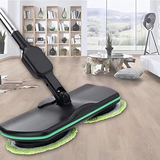 Cordless Electric Mop, 35dB Quiet Floor Cleaner with Dual Motor, Lightweight Spin Scrubber for Hardwood Tile Marble, Adjustable Handle, Rechargeable Polisher, Washable Pads，10 PCS Cleaning Cloth
