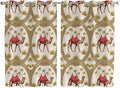 2 Panel Kitchen Cafe Curtains, Camels Palm Trees Sunlight Filtering Nature Air Through, Window Decor Tier Curtains for Living Room 104W x 63L inch Desert Date Coconut Trees Leaves Cords Beige