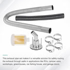 24mm Stainless Steel Exhaust Pipe Air Intake Filter and Pipe Double Wall Through the wall Connector Fitting Exhaust Wall Flange Port Socket for Diesel Parking Heater Install on RV, Greenhouse, Garages