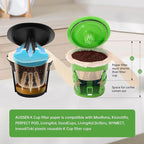 Aussen Disposable Coffee Paper Filters Replacement Kerig Filter Fit All Keurig Single Serve Filter Brands Compatible with Reusable Single Serve Pods Keurig Coffee Maker (Natural with Lid, 200pcs)