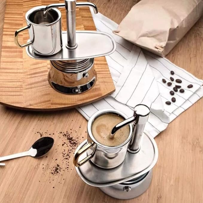 50ML 200ML Single Spout Mocha Pot Classic Stovetop Coffee Maker Stainless Steel Portable Espresso Pot with Filter for Home Camping Office Use (50ml)