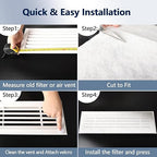 MERV 8 Air Vent Filters, 20" x 140"Cut to Fit Air Filter Material (100+ Filters),Electrostatic Triple Vent Filter for Floor, Ceiling, HVAC Furnace Vents, Includes 48 Adhesive Hook Tape