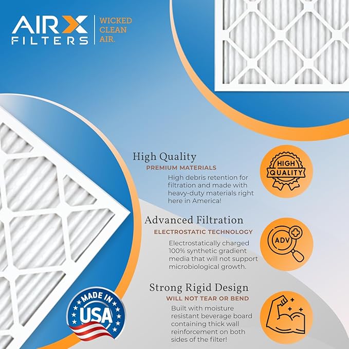 10x20x1 Air Filter MERV 11 Rating, 12 Pack of Furnace Filters Comparable to MPR 1000, MPR 1200 & FPR 7 - Made in USA by AIRX FILTERS WICKED CLEAN AIR.