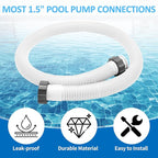 2-Pack 1.5 Inch Pool Pump Hose Replacement for Above Ground Pools, 59" Long Flexible PE Pool Filter Hose for Most 1.5 Inch Diameter Sand Filters & Saltwater Systems Includes 4 Washers (White)