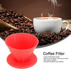 Reusable Silicon Resin Coffee Filter Strainer Dripper Portable Coffee Machine Accessory for Home Outdoor Camping Office Travel Lightweight Durable Easy Clean (Red)