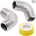 1/2" x 1/2" NPT 90 Degree Elbow 304 Stainless Steel Pipe Fittings Male Threaded Coupler, 2 Pack