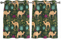 2 Panel Kitchen Cafe Curtains, Retro Desert Camel Sunlight Filtering Nature Air Through, Window Decor Tier Curtains for Living Room 104W x 52L inch Tropical Animal Aloe Vera Leaves Dark Green