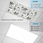 1 Pack Fluorescent Light Cover, Western Cowboys Light Covers for Ceiling Lights, Vintage Desert Canyon Cactus Horseshoe Magnetic Lights Filters Ceiling Shade for Classroom/Office - 4 x 2 Feet