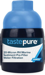 Camco Tastepure Sediment Pre-Filter for RV Water Filter - Features 20-Micron Water Filter System & Provides First Stage of Water Filtration - Extends the Life of Inline Water Filters (40048)