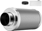 VIVOSUN 4 Inch Air Carbon Filter Smellines Control with Australia Virgin Charcoal for Inline Duct Fan, Grow Tent, Pre-filter Included, Reversible Flange 4" x 12"
