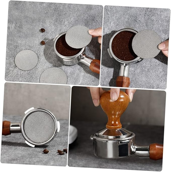 KICHOUSE 2pcs Reusable Espresso Filter Mesh Screen Stainless Steel Espresso Filter Plate Compatible Machines Coffee Extraction Easy to Install Maintain