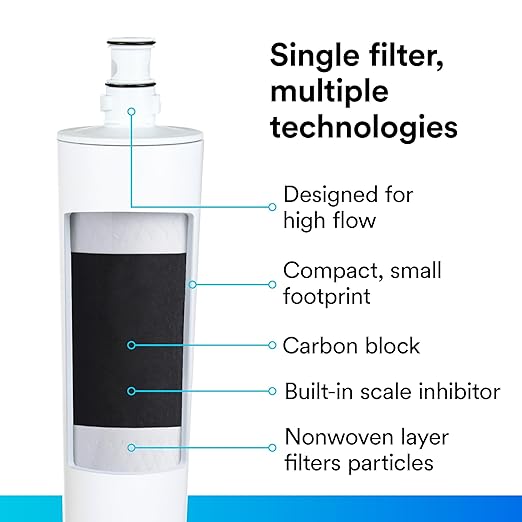 3M Water Filtration Replacement Cartridge for Commercial Ice Maker Machines HF20-S for High Flow Series ICE120-S, Reduces Sediment, Microplastics, Chlorine Taste and Odor, Cysts, Inhibits Scale