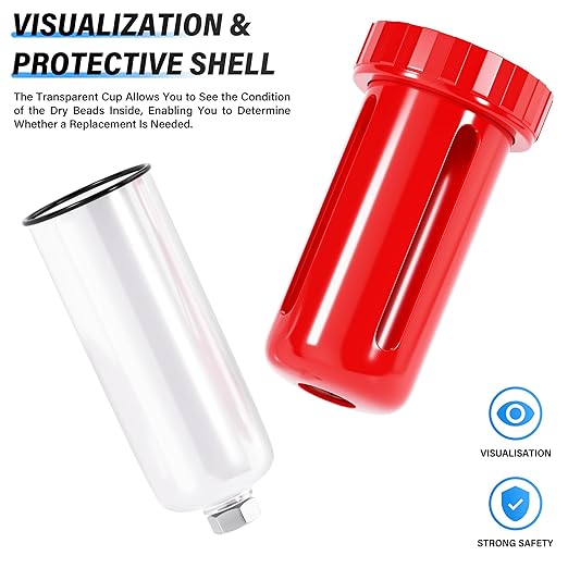 TAILONZ PNEUMATIC 0-150PSI 3/8 Inch NPT Aluminum Alloy Carbon Desiccant Air Dryer, Compressor Air Dryer, Water Vapor Separator, Polyethylene Bowl