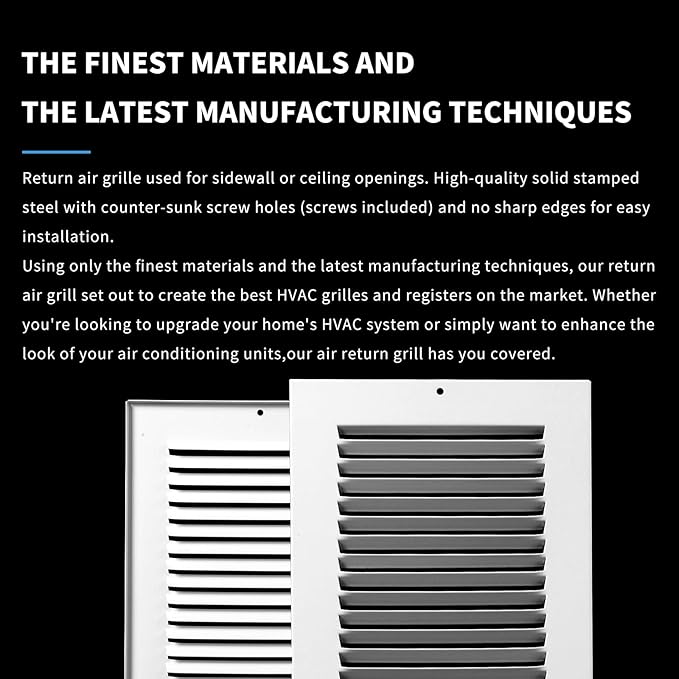 8x8 Vent Cover(Duct Opening Size),Air Return Vent Cover,Flat Vent Cover,Rejillas De Aire Acondicionado para Casa,Return Air Grilles,Outer Dimensions:9.75"Wx9.75"H(8"W x 8"H, Duct Opening)