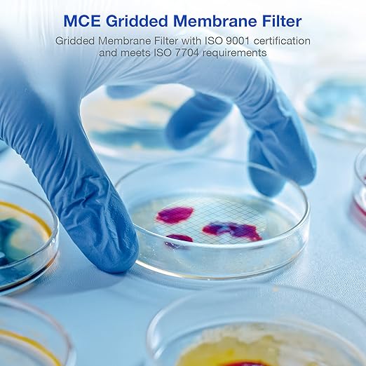 SimPure MCE Gridded Membrane Filter Sterile, 47mm Diameter and 0.45um Pore Size, Individual Pack Membrane Disc Filter, Hydrophilic Filter Paper, Pack of 2000