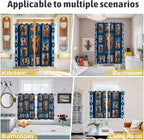 2 Panel Kitchen Cafe Curtains, Desert Camels Sunlight Filtering Nature Air Through, Home Decor Window Covering Tier Curtains for Living Room 80W x 84L inch Wildlife Brown Animals Blue Geometric