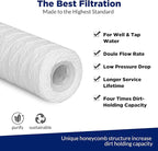 Membrane Solutions 50 Micron 10"x2.5" String Wound Whole House Water Filter Replacement Cartridge Universal Sediment Filters for Well Water - 6 Pack