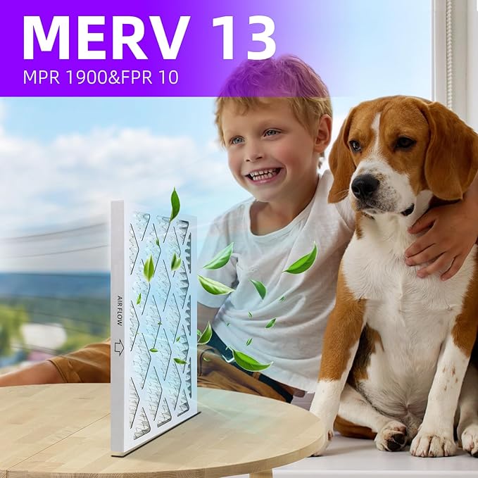 10x24x1 MERV 13 (6-Pack) Pleated Air Filter (Actual Size: 9.5"x23.5"x0.75") MPR 1900 & FPR 10, Furnace Air Filters