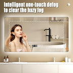 Backlit LED Illuminated Bathroom Mirror with LED Lights, Lighted Bathroom Makeup Wall Mounted Mirror with Demister Pad, Sensor Touch Switch, Horizontal/Vertical(A,H50*W70CM/H19.6*W27.5IN)