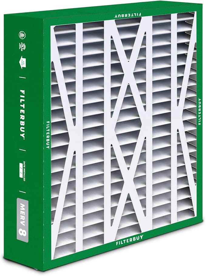 Filterbuy 20x23x5 Air Filter MERV 8 Essential Dust & Allergy Defense (4-Pack), Pleated HVAC AC Furnace Filters for Bryant, Carrier, BDP, Day & Night, and Payne (Actual Size: 19.81 x 22.56 x 4.25)