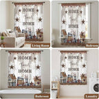 Farmhouse Sheer Curtains 72 Inch Length Retro Country Star Berry Vintage Wood Grain Chiffon Curtain for Bedroom Living Room Light Filtering Rod Pocket Window Treatments Voile Curtains Drapes