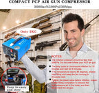 PCP Air Compressor, Portable 4500Psi/30Mpa, Water/Oil-Free, PCP Rifle/Pistol and Paintball Tank Air Pump, Powered by 12V Car DC or Home 110V AC with Power Converter and Oil-Moisture Filter