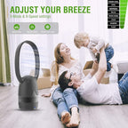 Bladeless Fan and Air Purifier Combo 26-Inch, HEPA-Filter, 8-Speed, 120° Oscillating, Remote Control, 8H Sleep Timer, Black (MT1004)