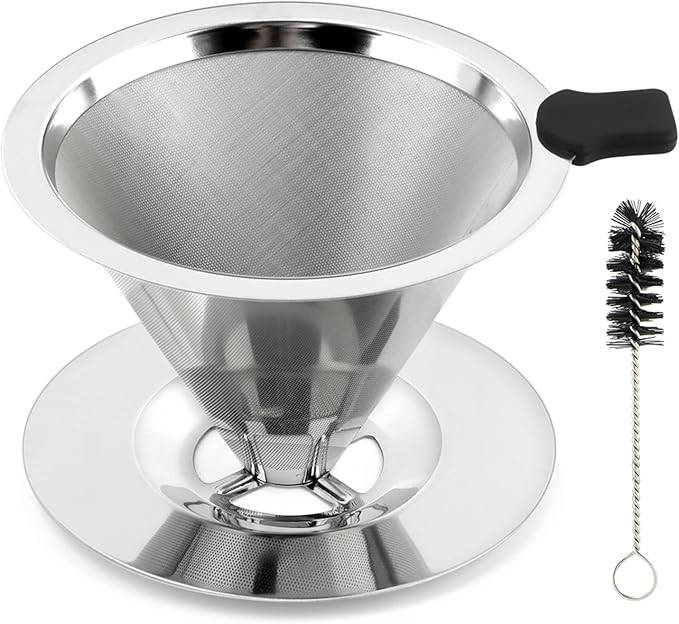 Pour Over Coffee Dripper Paperless Reusable Coffee Filter Pour Over Coffee Dripper Stainless Steel Reusable Filter Slow Drip Paperless Coffee Filter for Extraction (1-2 Cup)(COLOR:Small)