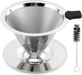 Pour Over Coffee Dripper Paperless Reusable Coffee Filter Pour Over Coffee Dripper Stainless Steel Reusable Filter Slow Drip Paperless Coffee Filter for Extraction (1-2 Cup)(COLOR:Medium)