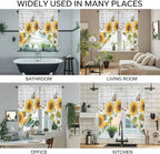 Yellow Sunflowers Swag Valances for Windows, Vintage Country Flowers Butterfly Wood Board Rod Pocket Kitchen Curtains Valance, Kitchen Window Curtains Swag for Cafe Living Room, 2 Panels, 36x45 inch