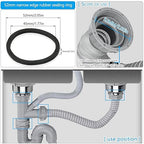 6PCS Kitchen Sink Filter Sealing Ring, Narrow Edge Rubber Gasket for Drain Pipe, Waste Pipe Gasket, 2-inch Drain Pipe Sink Odor Collector Siphon, 52mm Flat Sliding Joint Rubber Ring