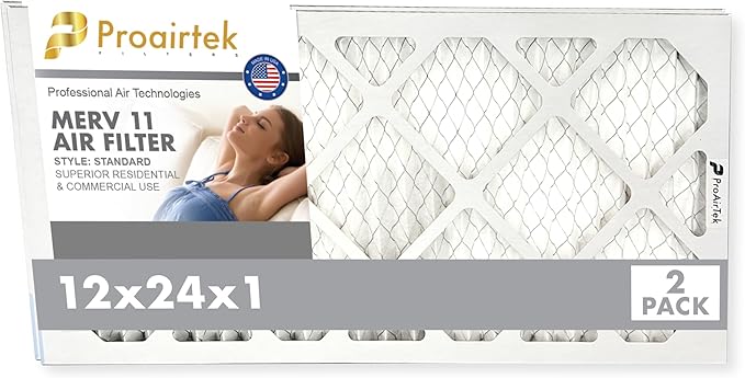 Proairtek AF12241M11SWH Model 12x24x1 Pack of 2 Air Filters, MERV 11; Ideal for Anyone Wanting Clean, Crisp Air in Their Home