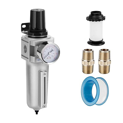 NANPU Industrial Grade Heavy Duty Particulate Filter & Air Regulator, Metal Bowl, Suitable for Paint Spray (3/4" NPT, Auto Drain)