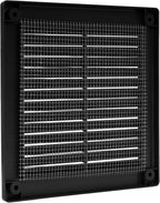 Repa Market 6 x 6 Inch (Outer) Black Square Air Vent Cover - Pack of 2 Plastic Fresh Air Intake Vent - AC Cover with Nylon Mesh Screen, Wall, Ceiling HVAC Return Air Register, Modern Soffit Vents