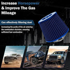 Universal Clamp-On Air Intake Filter, High Performance, Washable Filter, Replacement Air Filter, Flange Diameter 4inch/100mm (Blue)