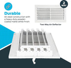 EZ-FLO 14 x 6 Inch (Duct Opening) Air Vent Cover for Wall or Ceiling, Two-Way Ventilation Register, Solid Steel HVAC Register Cover, White, 61613