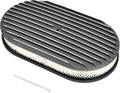 15" Black Aluminum Valve Covers Air Cleaner Kit Oval Full Polished Finned Compatible with Classic Chevy Ford