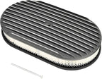 15" Black Aluminum Valve Covers Air Cleaner Kit Oval Full Polished Finned Compatible with Classic Chevy Ford