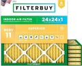 Filterbuy 24x24x1 Air Filter MERV 11 Superior Pet & Allergy Defense (6-Pack), Electrostatic Pleated HVAC AC Furnace Filters Replacement, Made in USA (Actual Size: 23.38 x 23.38 x 0.75)