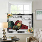 Farmhouse Rooster Bedroom Curtains 63 Inch Length, Window Curtains Tab Top, Rustic Red Barn Windmill Sunflowers Light Filtering Window Treatments Drapes 42"x63" 2 Panel