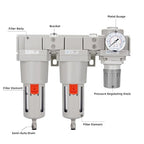 NANPU 1" NPT Air Drying System - Double Air Filters, Air Pressure Regulator Combo - Semi-Auto Drain, Poly Bowl