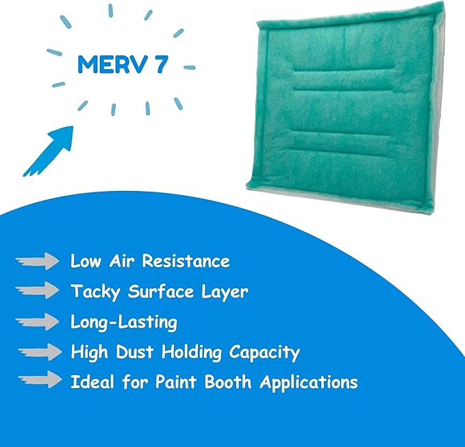 Spray Booth Intake Tacky Filter Panel, Internal Frame (20/case, 16" x 25")