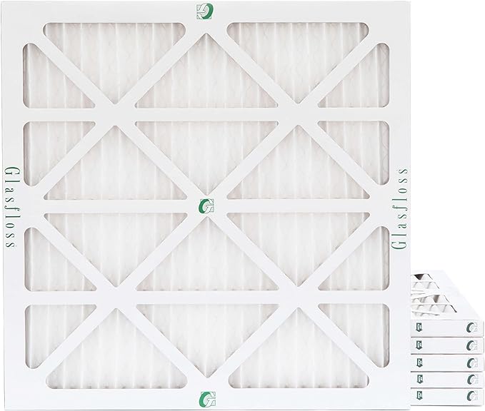 Glasfloss 22x22x1 MERV 10 (FPR 5-6) Pleated Air Filters Box of 6. Actual Size: 21-1/2 x 21-1/2 x 7/8