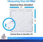 Filter King 35x28x1 Air Filter | 4-PACK | MERV 8 HVAC Pleated A/C Furnace Filters | MADE IN USA | Actual Size: 35 x 28 x .75"