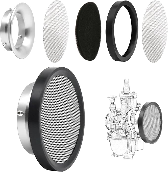 Carburetor Carb Velocity Stack Air Filter Cleaner Modified Trumpet Aluminum Alloy with Sponge Filter Steel Mesh for PWK32-34mm Short Style Fast Intake Suggest for Small Displacement (Silver, 55mm)