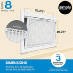 Simply 24x24x1 Air Filter, Merv 8, 6 Pack, For Home AC Furnace & HVAC (Actual Size: 23.75"x23.75"x0.75") DUST, Pet, & Allergy Control